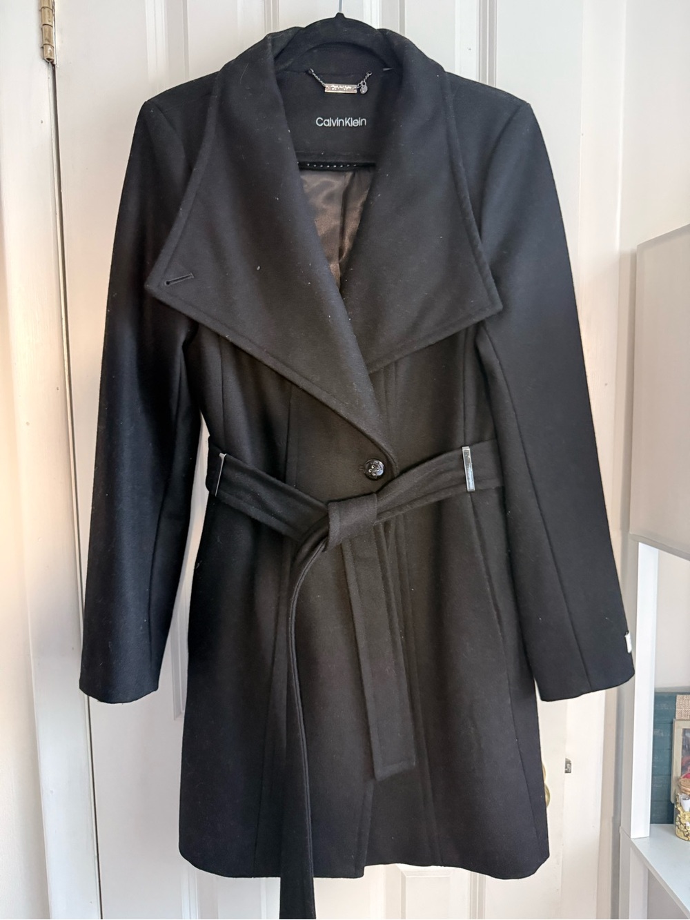 Calvin Klein Women's Long Sleeve Belted Wrap Coat